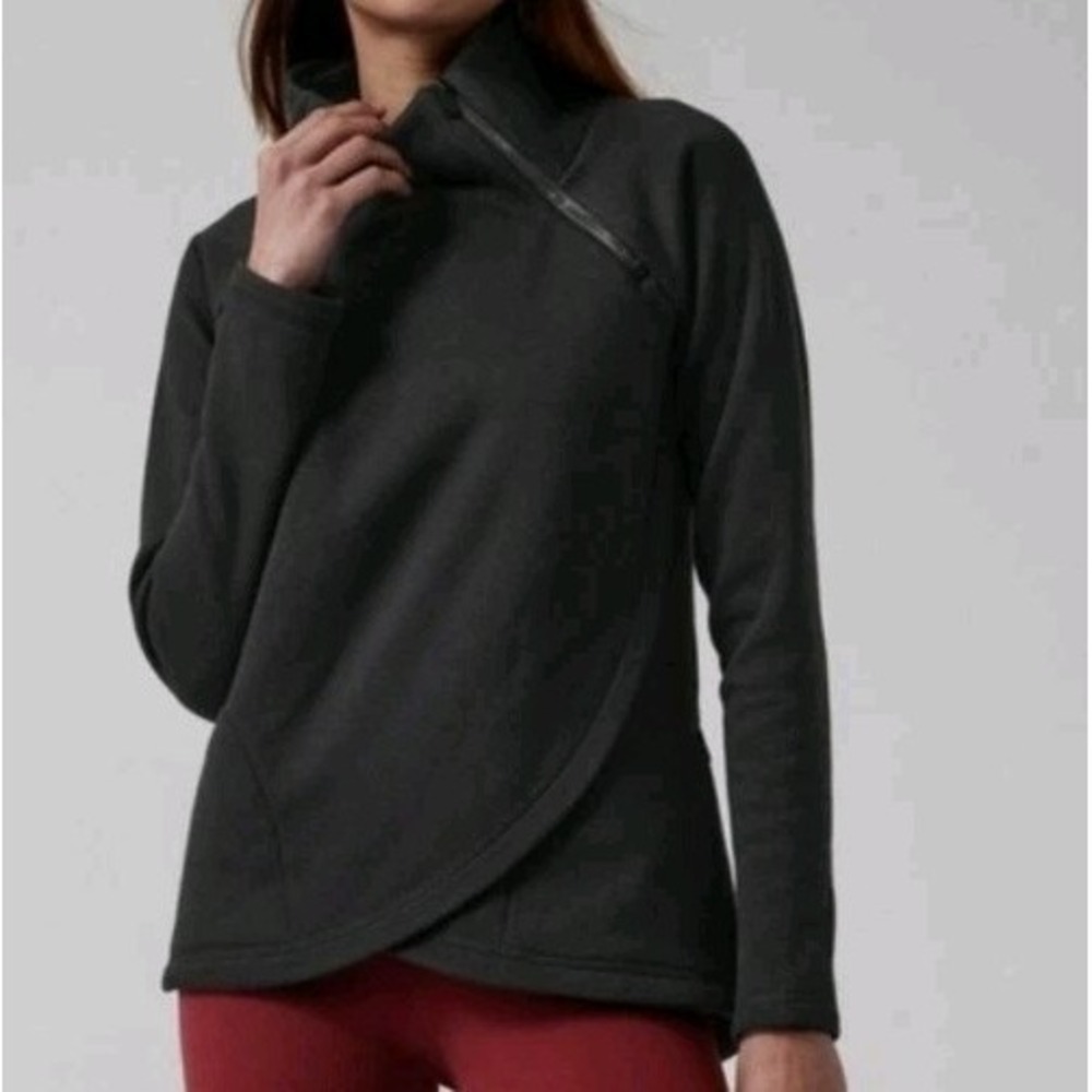 Athleta Cozy Karma Asym Pullover Gray Top.  Medium